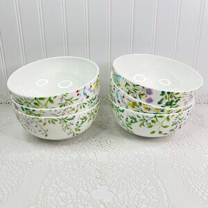 Mikasa Tivoli Garden 6 Cereal Soup Bowls Bone China Spring Floral Dining
